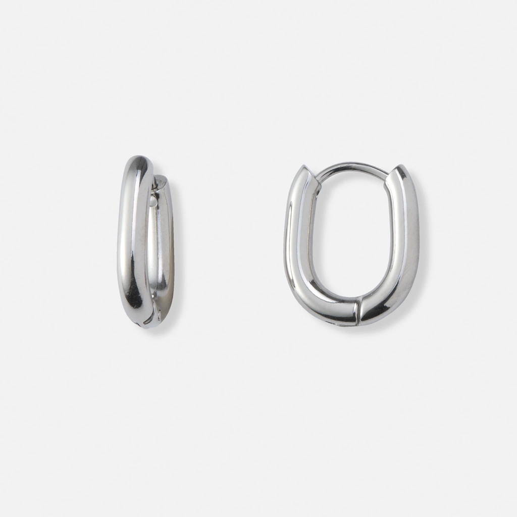 Stålörhängen, ovala hoops - 13x16mm