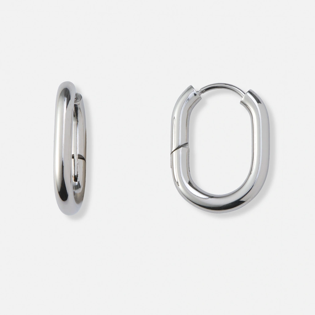 Stålörhängen, ovala hoops - 16x21mm