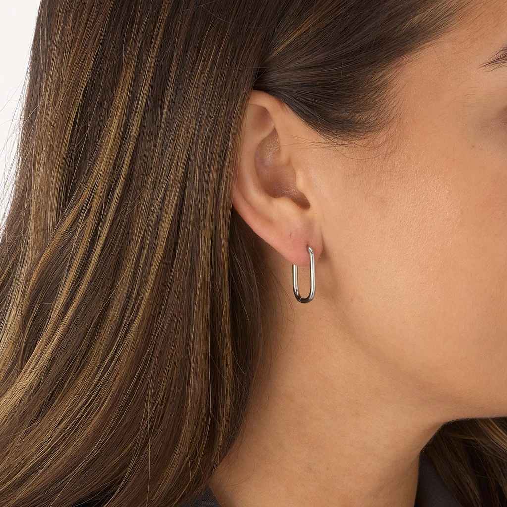 Stålörhängen, ovala hoops - 12x21mm