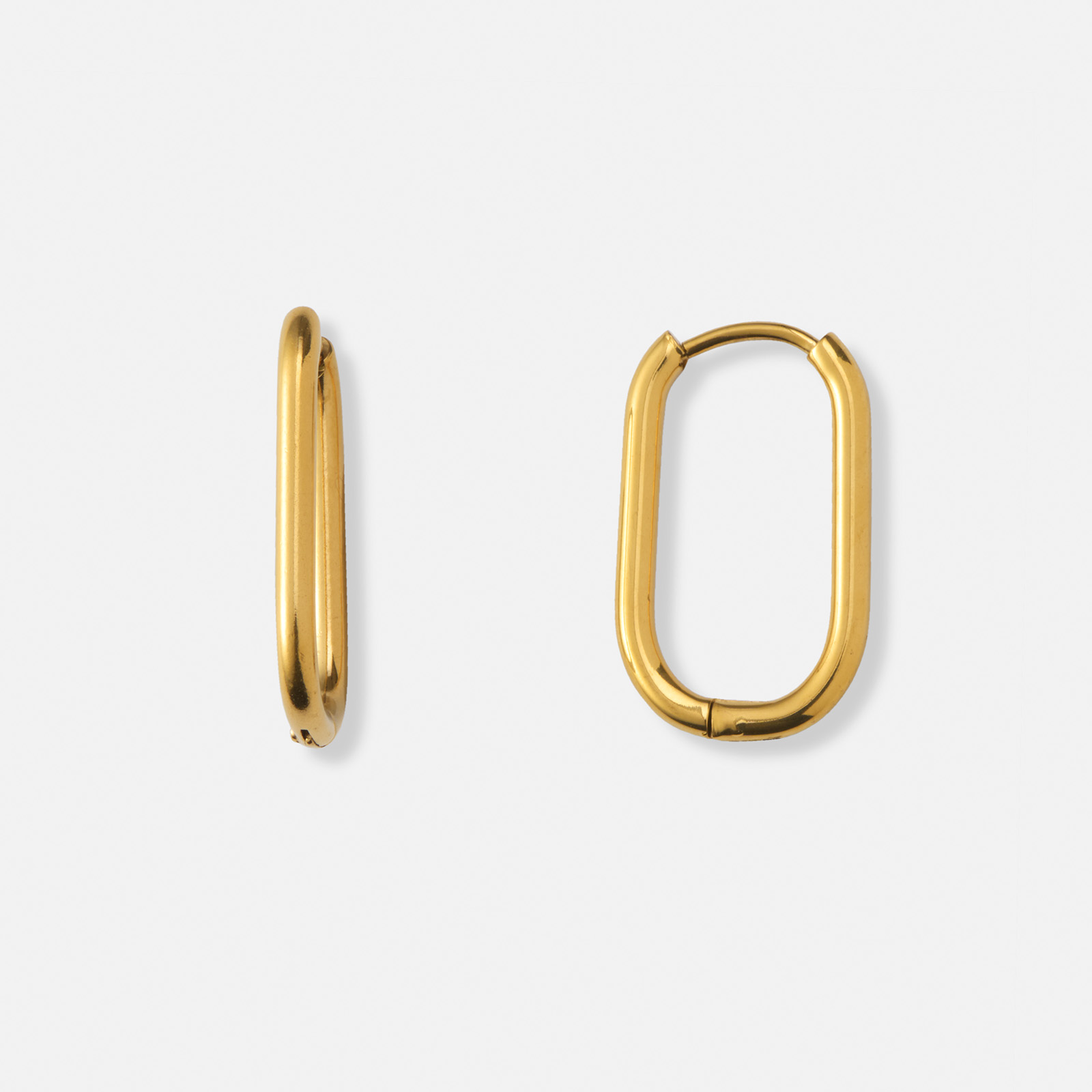 Guldpläterade stålörhängen, ovala hoops - 12x21mm