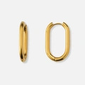 Guldpläterade stålörhängen, ovala hoops - 16x26mm