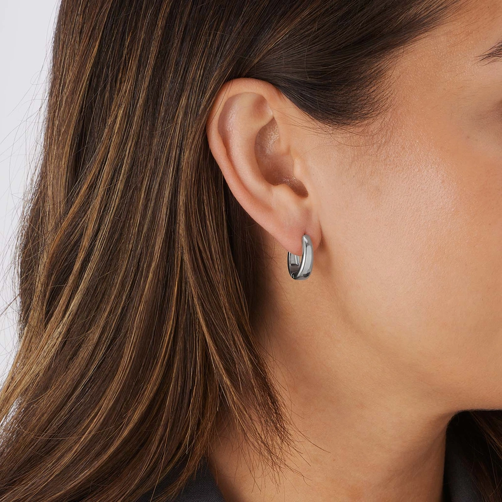 Stålörhängen, ovala docerade hoops - 16x13mm