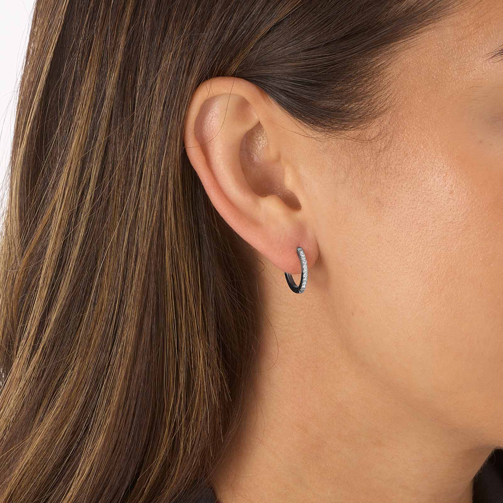 Stålörhängen, hoops med Kubisk Zirkonia