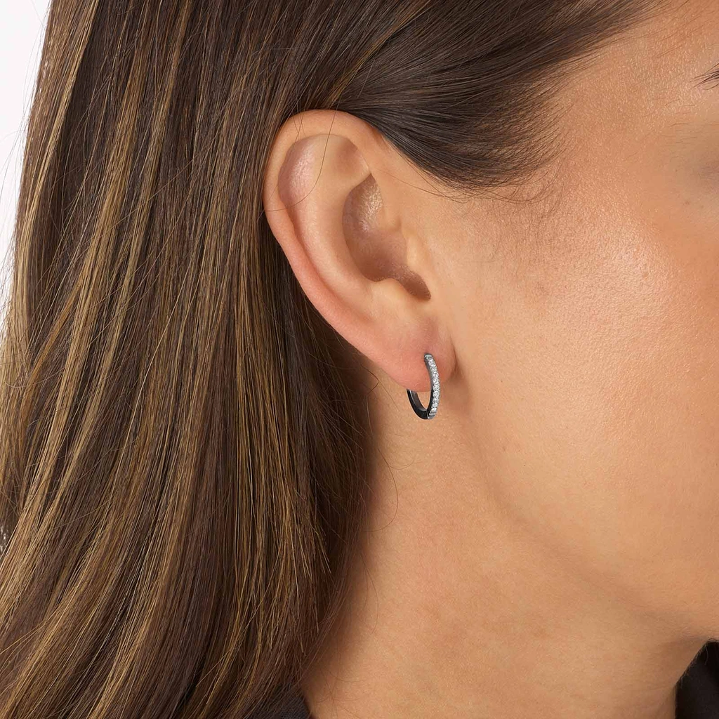 Stålörhängen, hoops med Kubisk Zirkonia