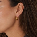Guldpläterade stålörhängen, rörformade hoops - 18mm