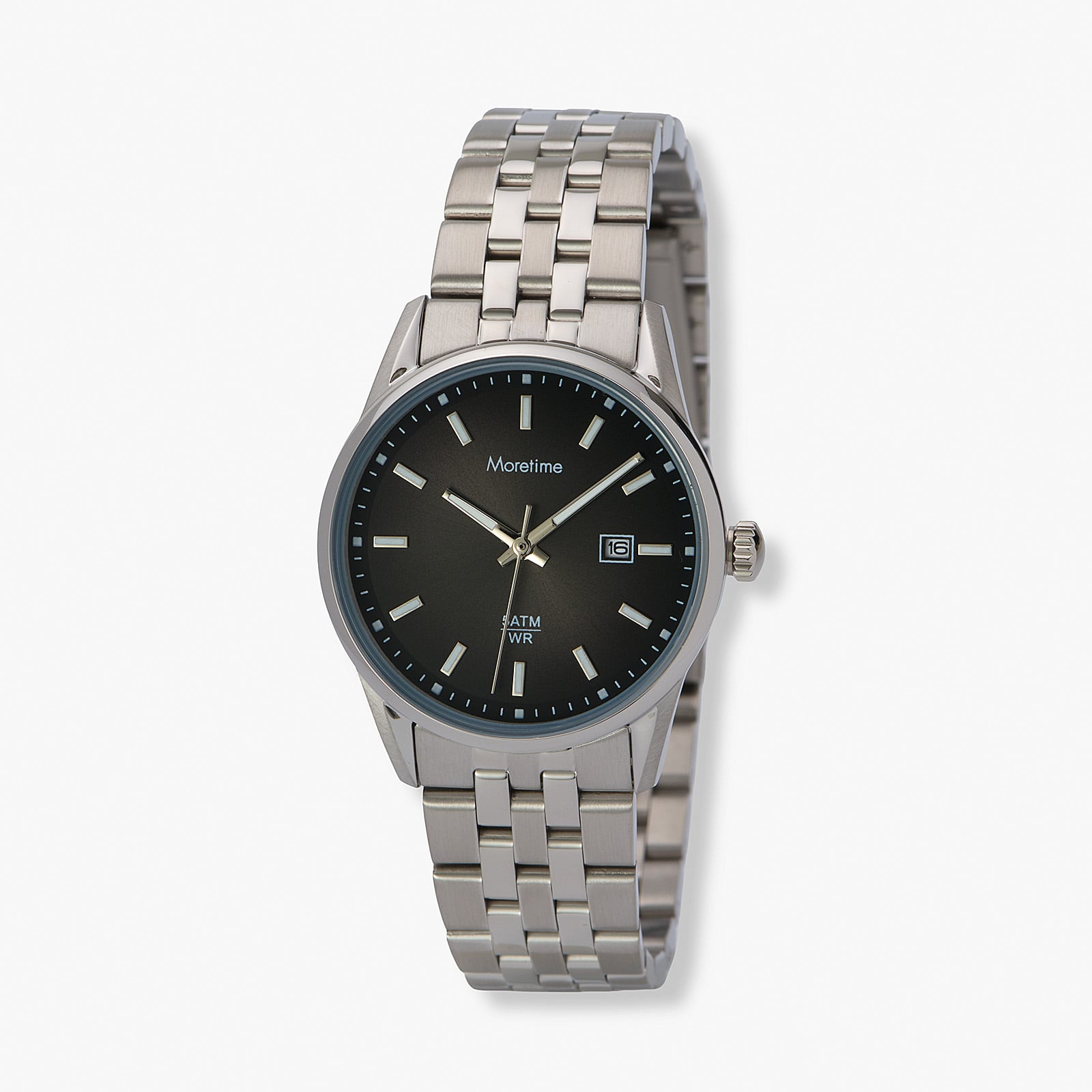 Moretime damklocka - metallband, stål/svart, 27mm