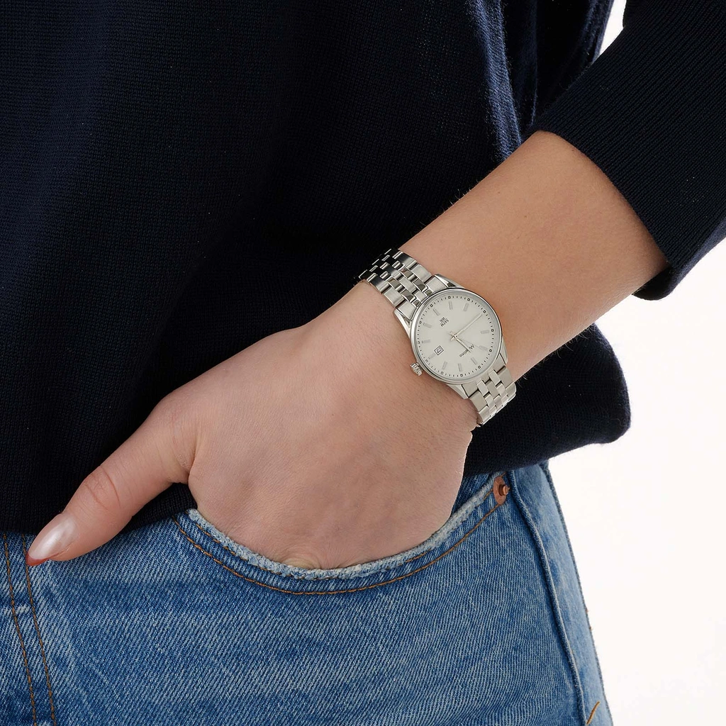 Moretime damklocka - metallband, stål/silver, 27mm