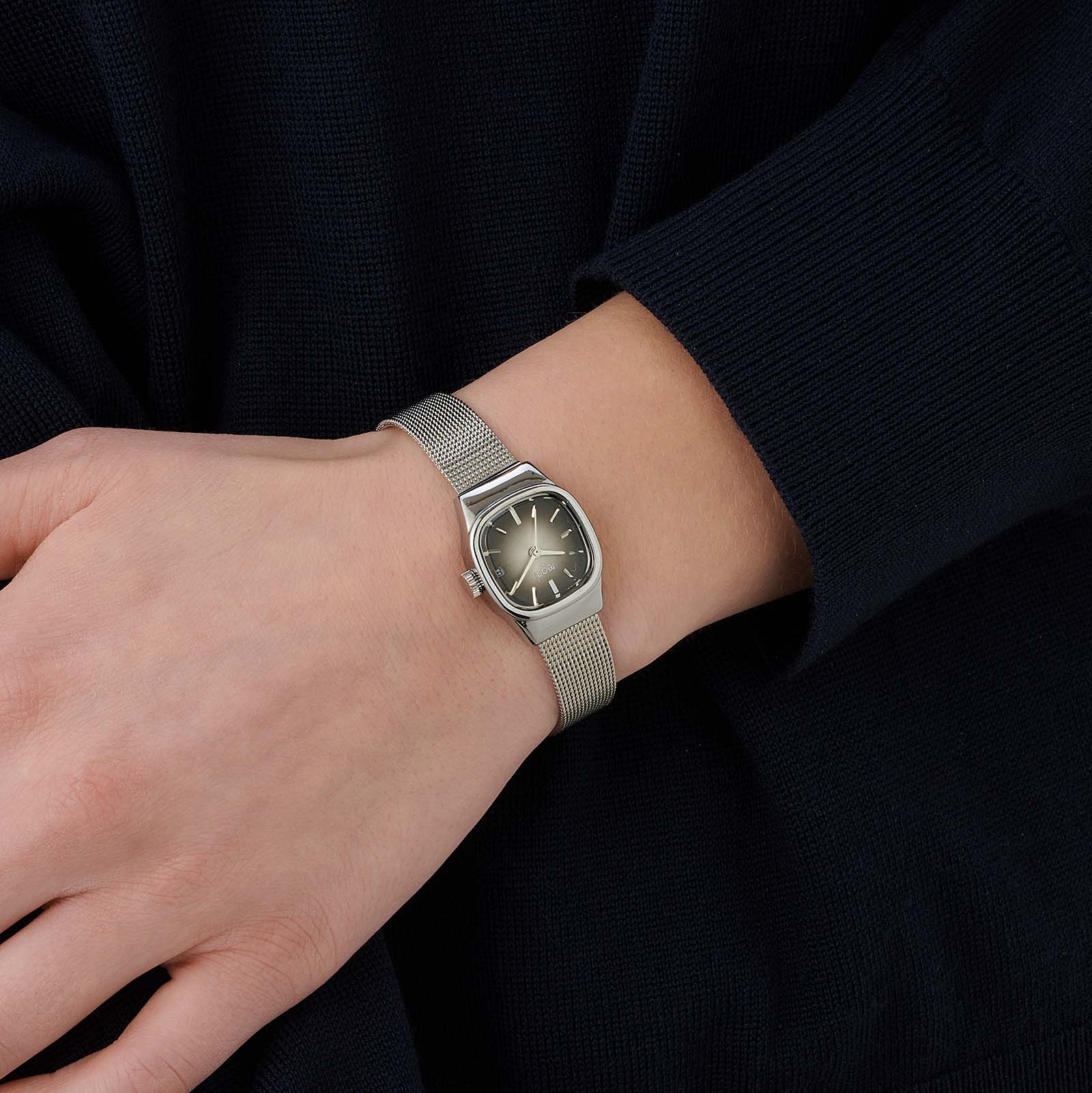 Regal damklocka retro, silver/svart - 21 mm