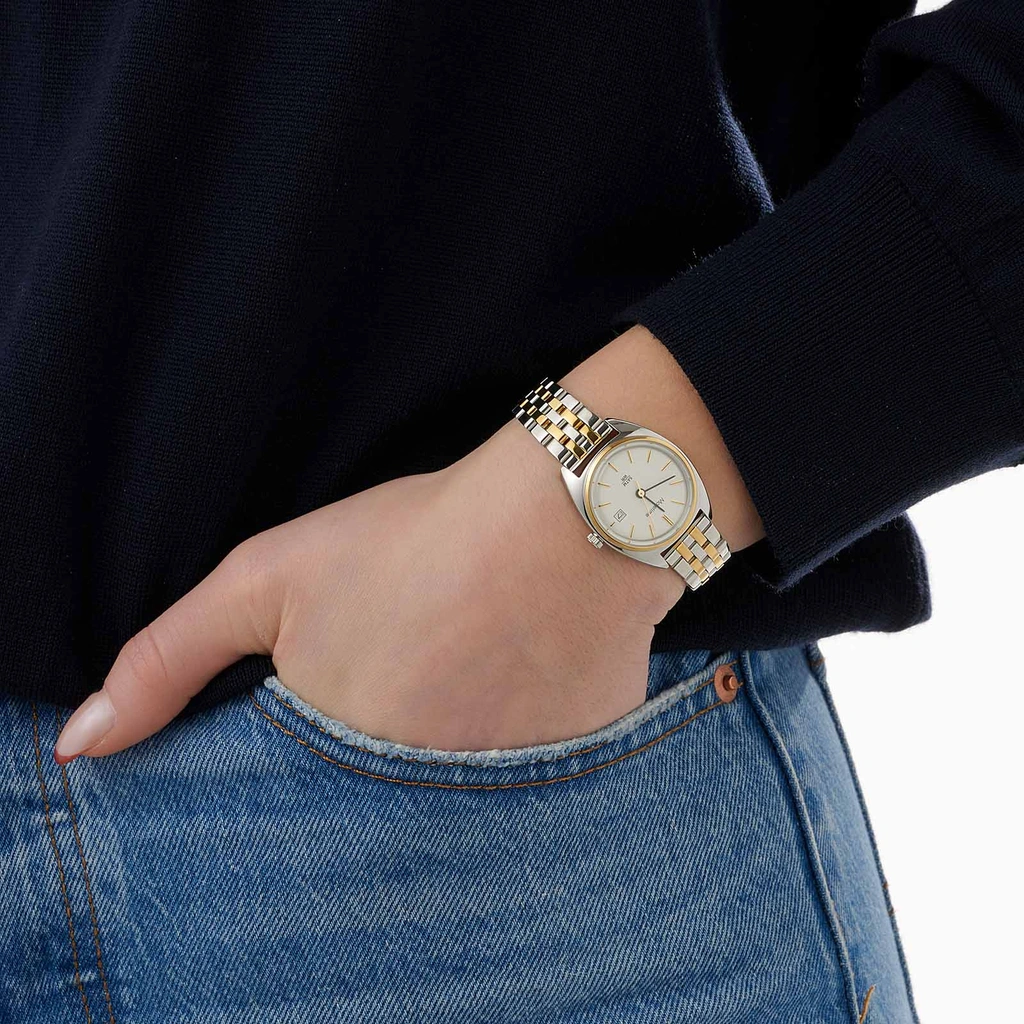 Moretime damklocka - retro, stål/bicolor, 27mm