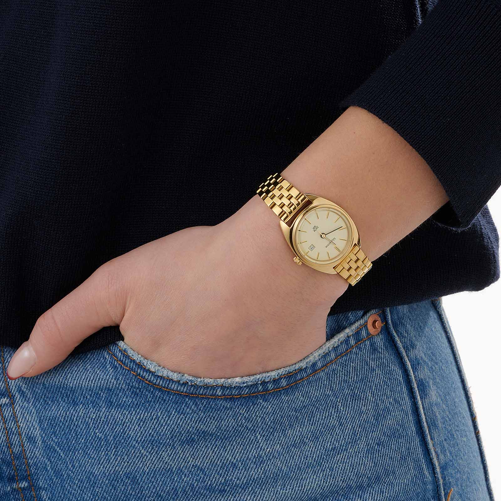 Moretime damklocka - retro, guld/champagne, 27mm