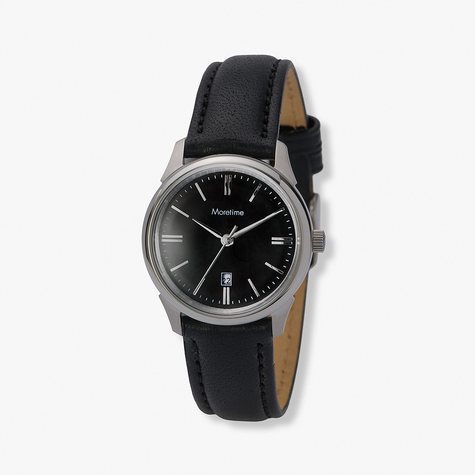 Mortime damklocka läderband - svart/svart 30mm