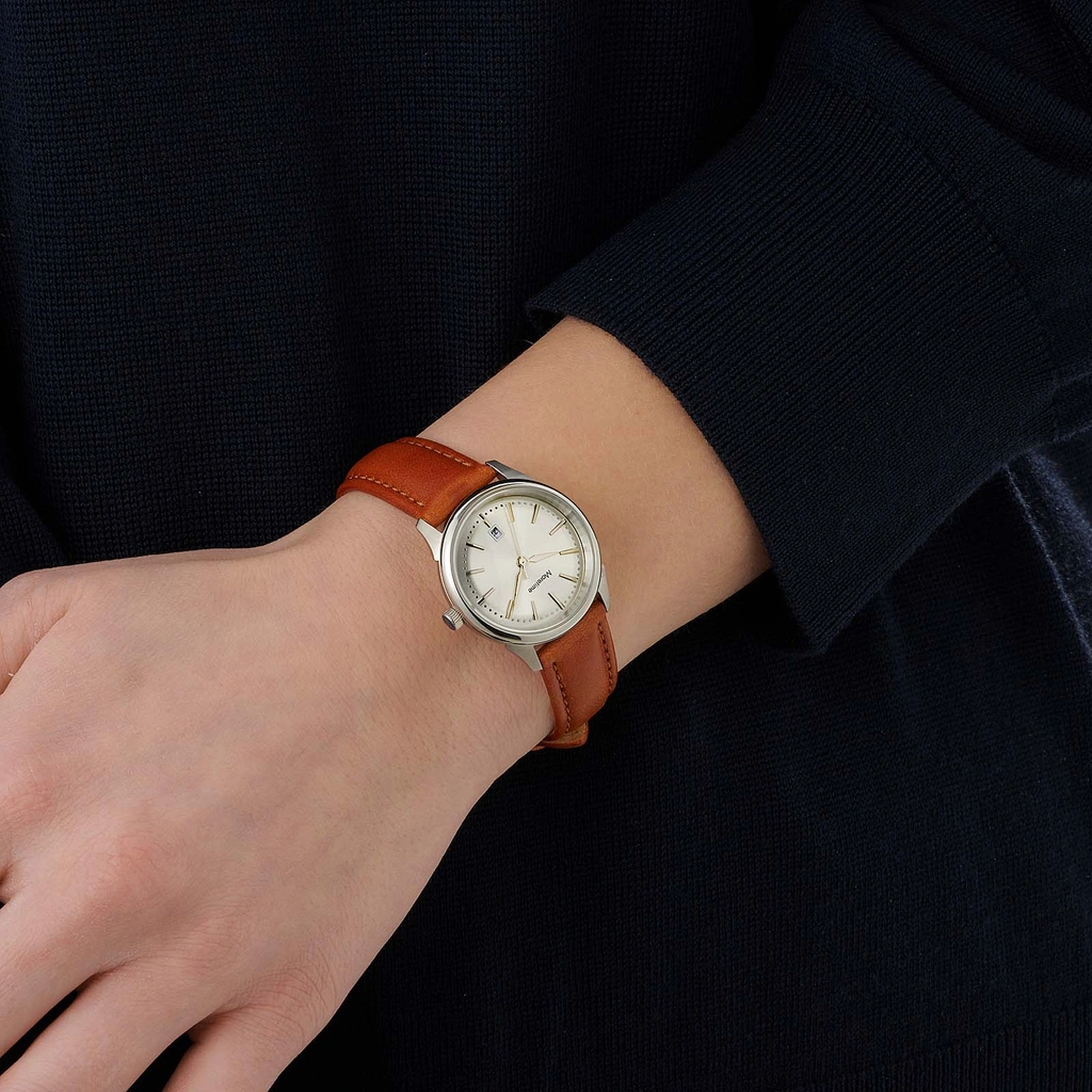 Mortime damklocka läderband - brun/silver 30mm