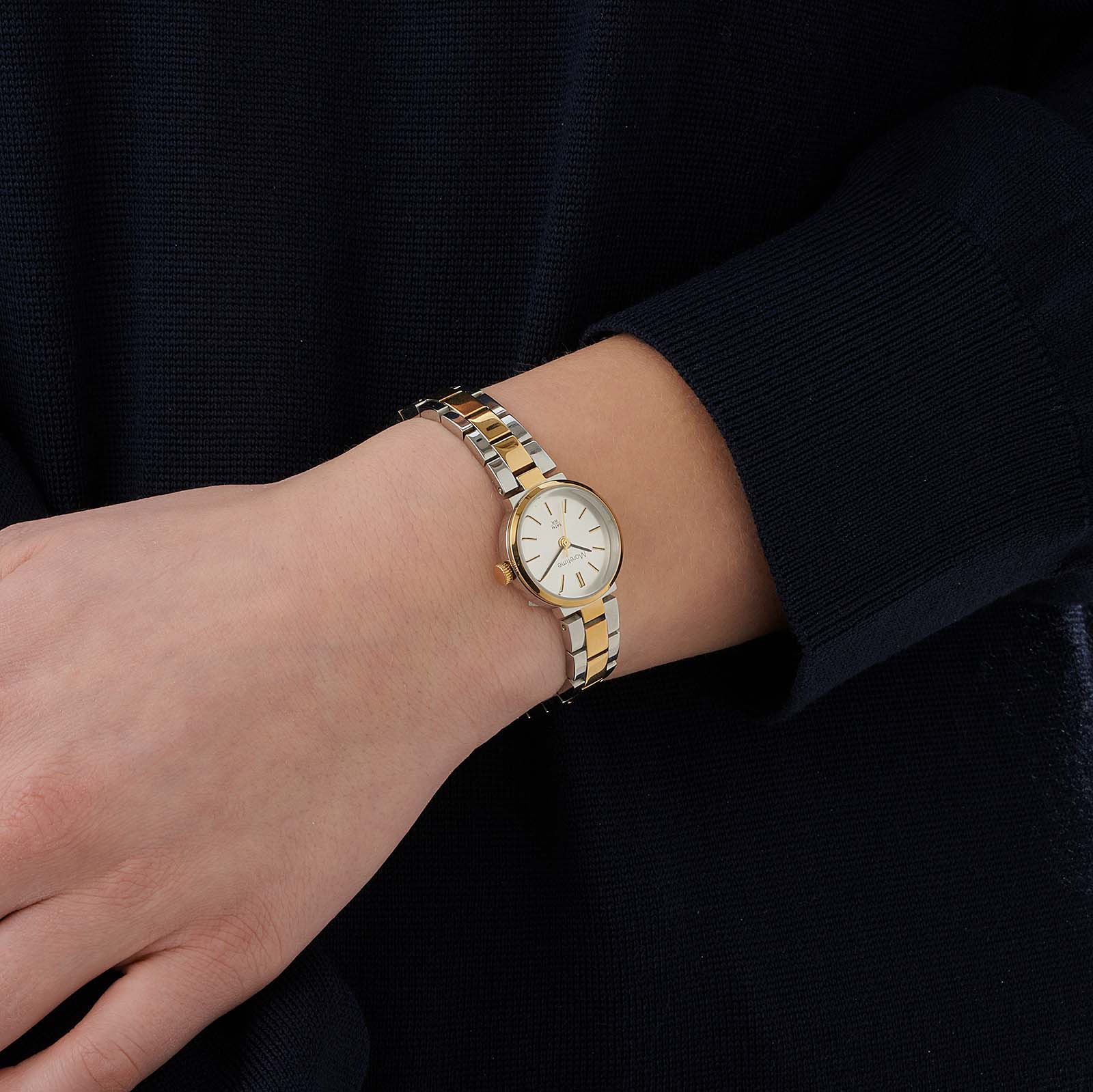 Moretime damklocka - metallband, stål/bicolor, 23mm