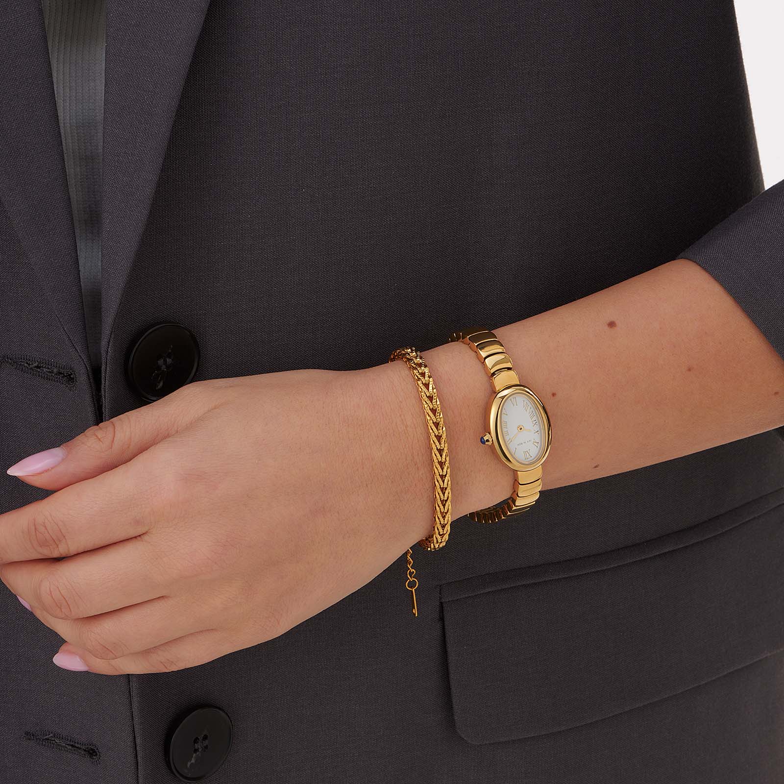 Ivy N Rox Viva  klockset, oval guld/vit - 22mm