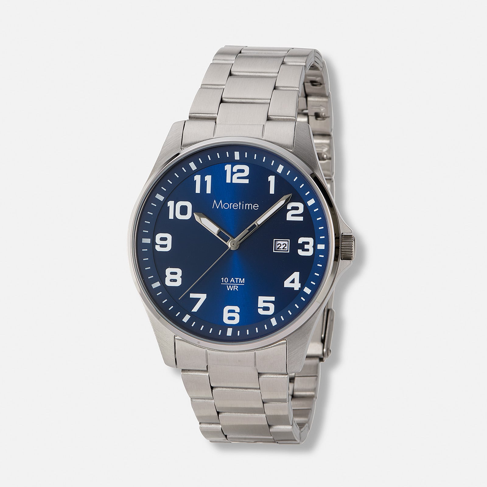 Moretime herrklocka metallband stål/blå - 42 mm