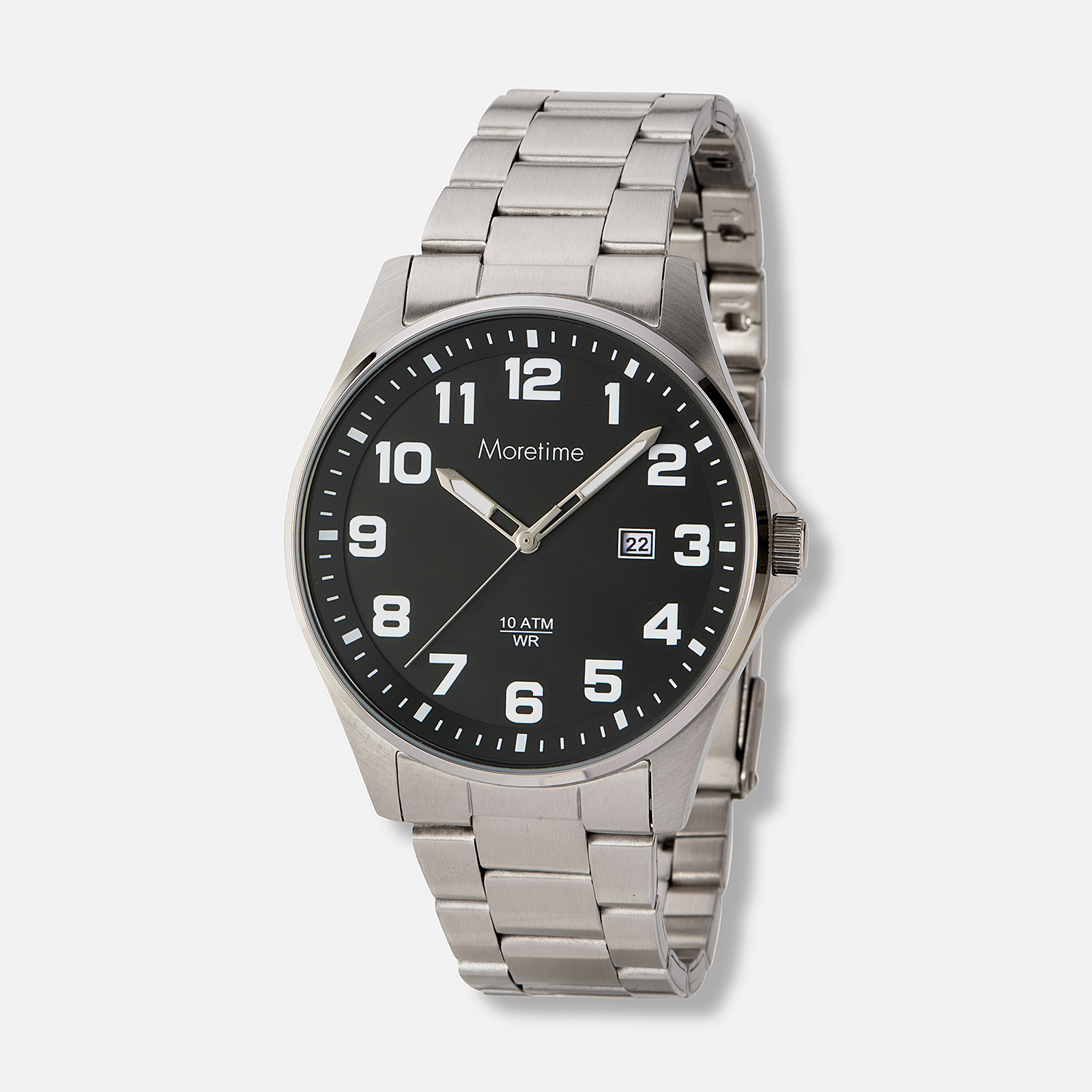 Moretime herrklocka metallband stål/svart - 42 mm