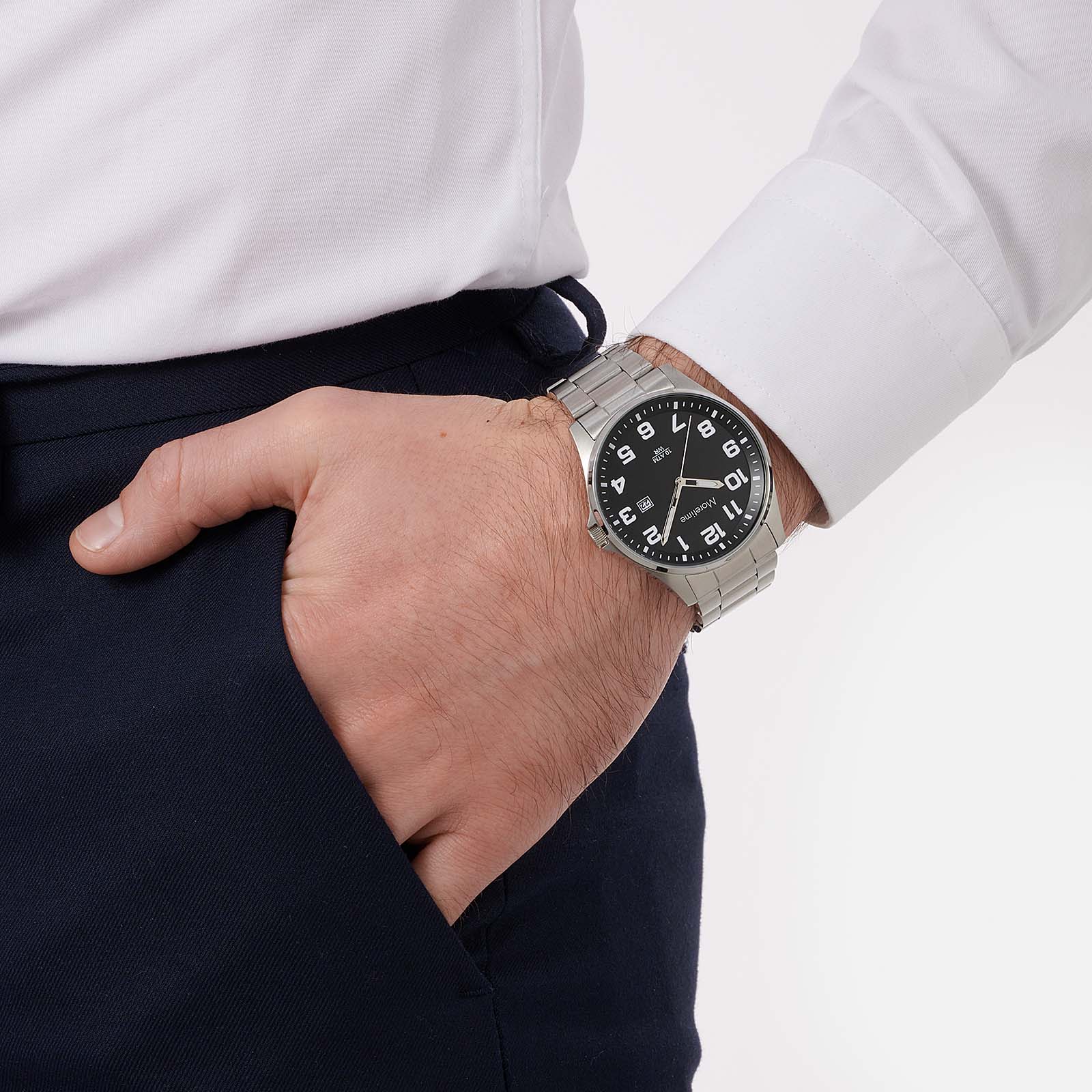 Moretime herrklocka metallband stål/svart - 42 mm