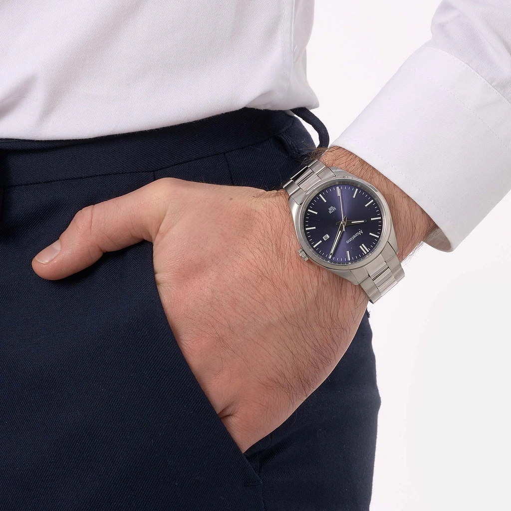 Moretime herrklocka metallband stål/blå - 40 mm