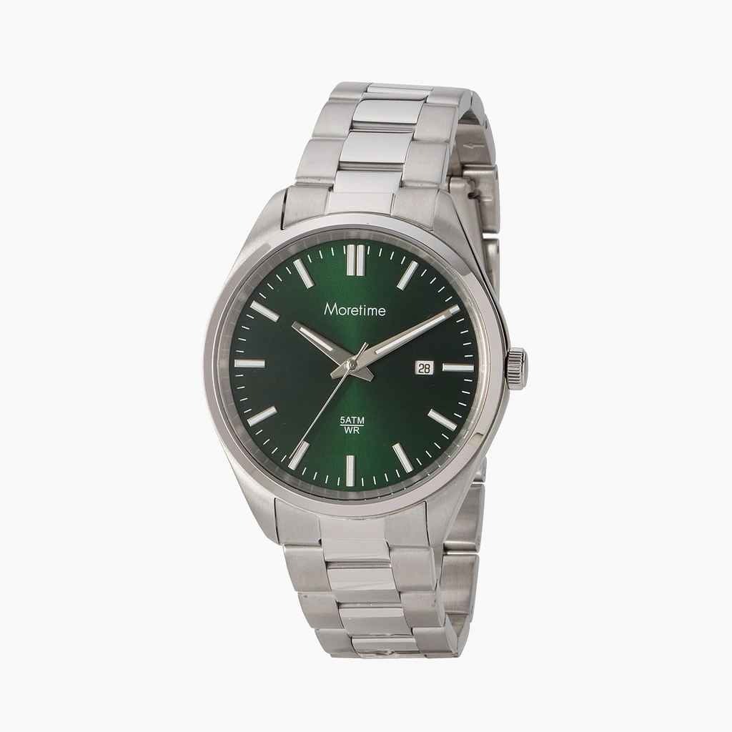 Moretime herrklocka metallband stål/grön - 40 mm