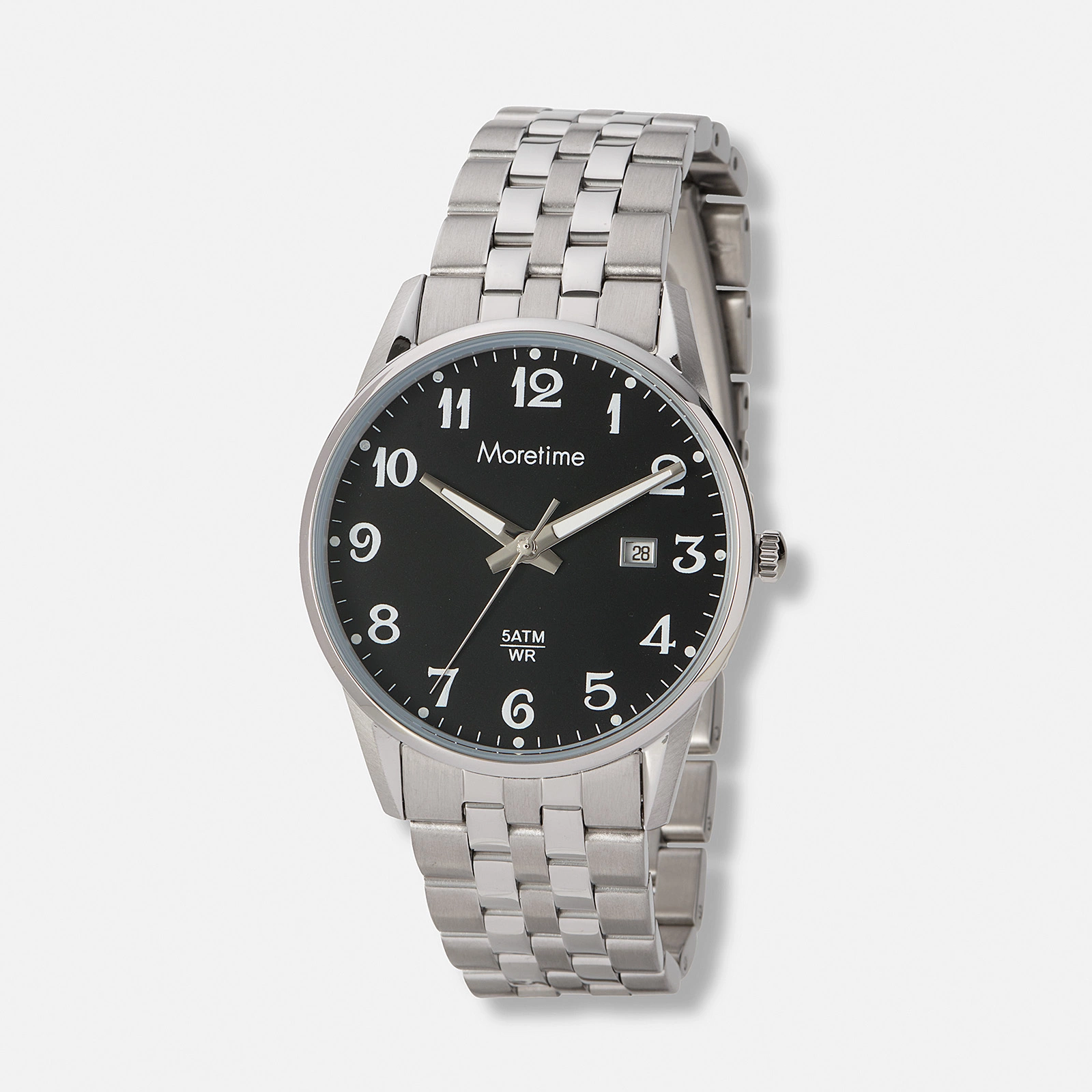 Moretime herrklocka metallband stål/svart - 38 mm