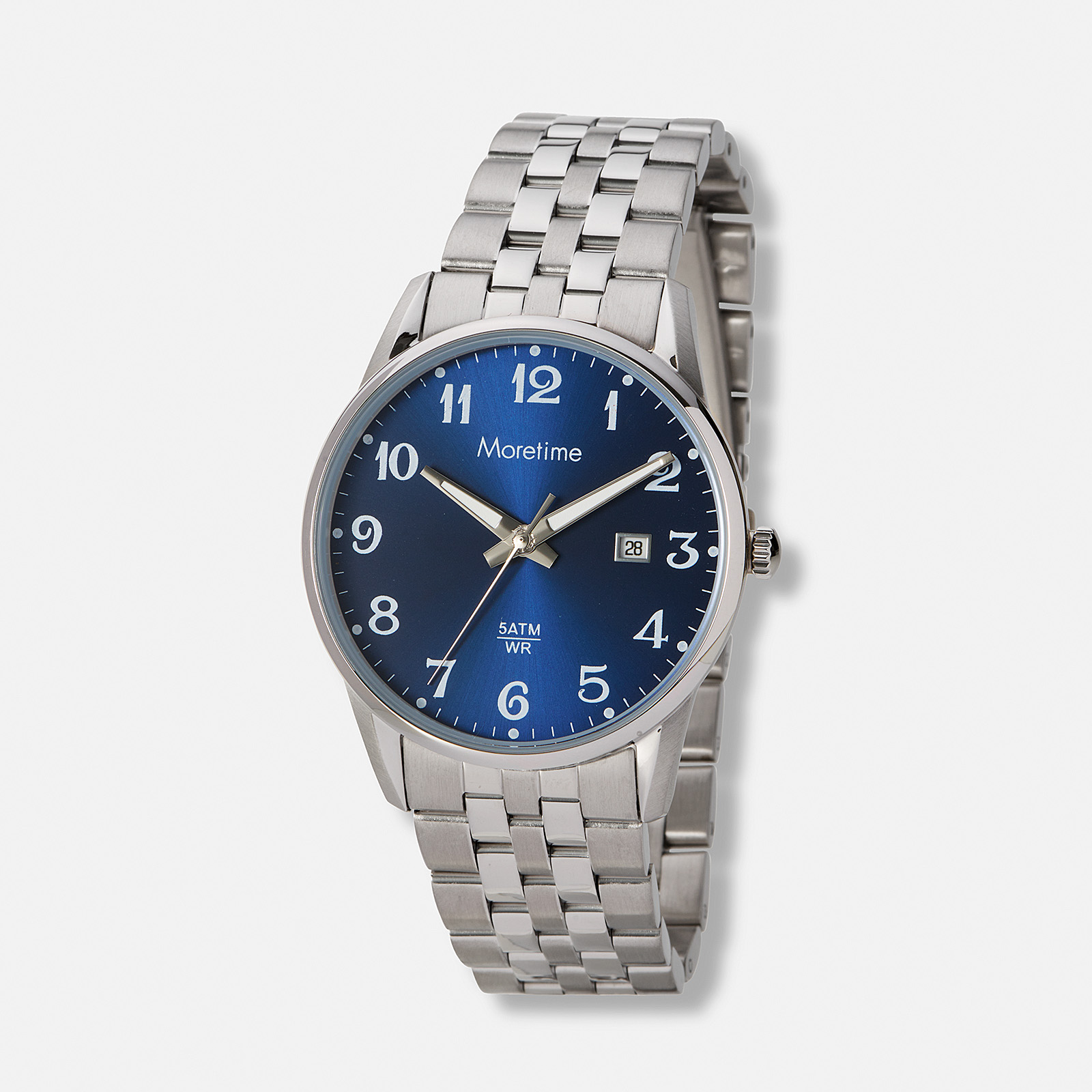 Moretime herrklocka metallband stål/blå - 38 mm