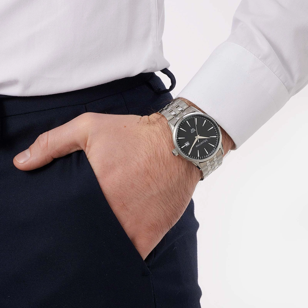 Moretime herrklocka metall stål/svart - 38 mm