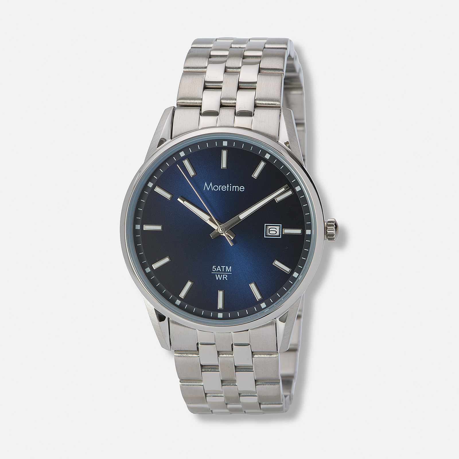 Moretime herrklocka metallband stål/blå - 38 mm