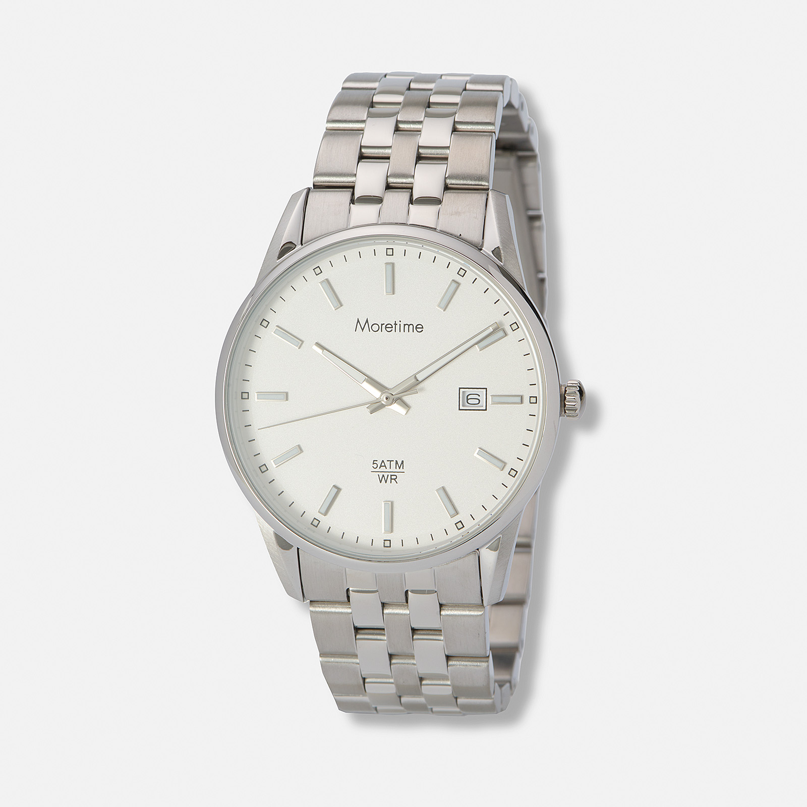 Moretime herrklocka metallband stål/vit - 38 mm