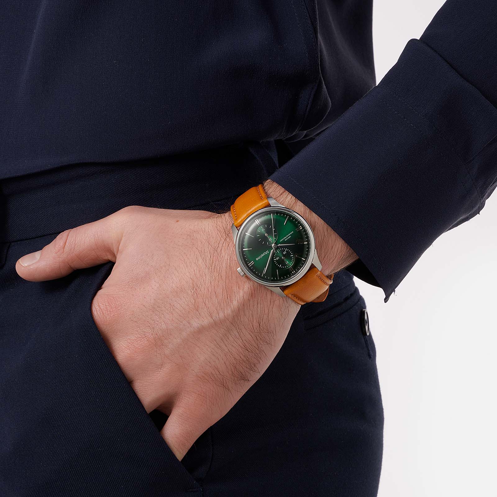 Moretime herrklocka multifunction brun/grön - 40 mm