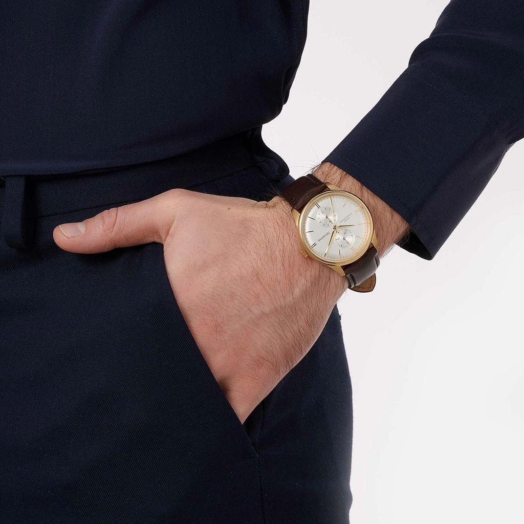 Moretime herrklocka multifunction guld/vit - 40 mm