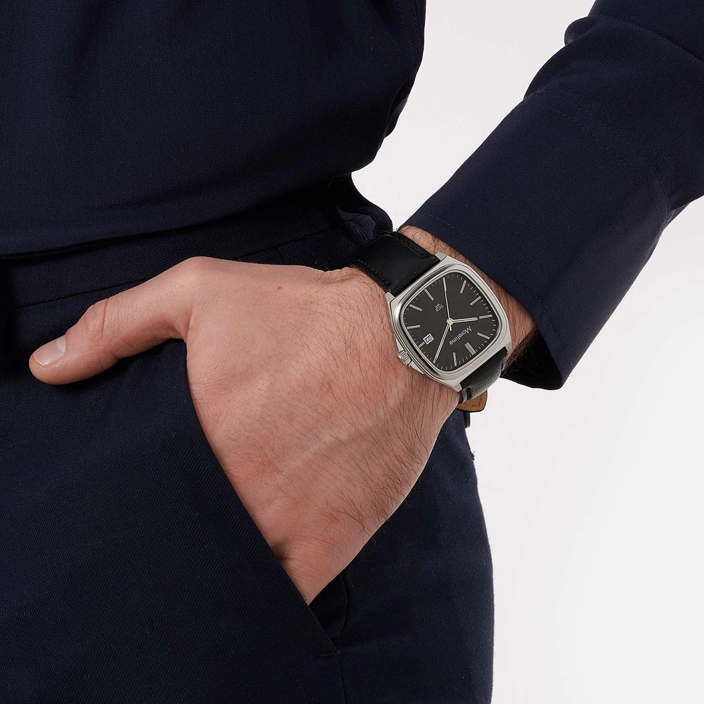 Moretime herrklocka läderband svart/svart - 38 mm