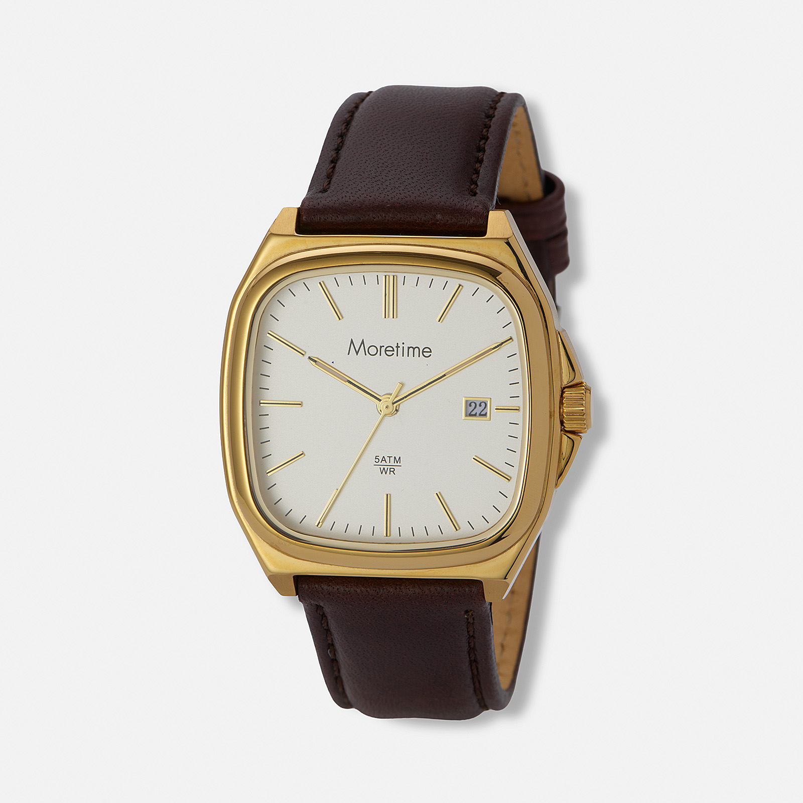 Moretime herrklocka läderband brun/silver - 38 mm