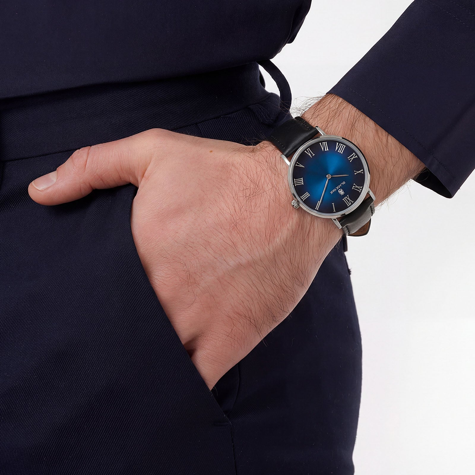 Black Oak Pagoda herr,  läderband svart/blå - 41mm