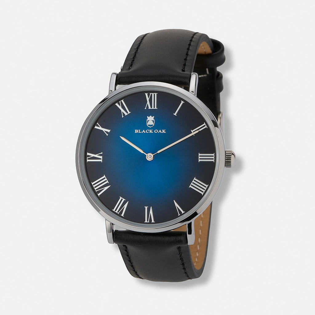 Black Oak Pagoda herr,  läderband svart/blå - 41mm