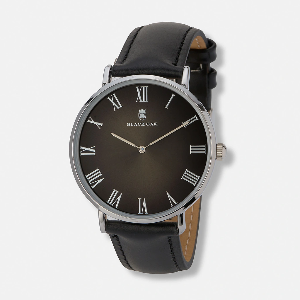 Black Oak Pagoda herr,  läderband svart/svart - 41mm