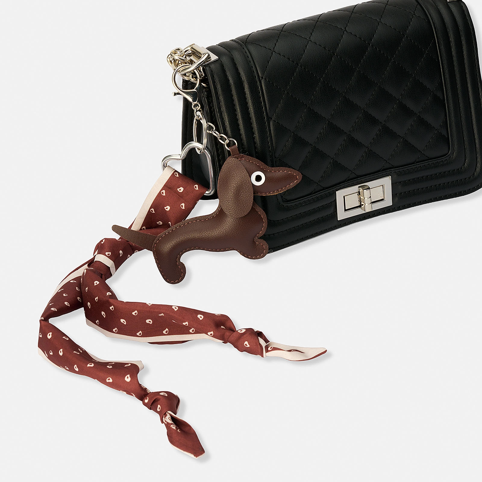 Väskaccessoar - brun tax med scarf