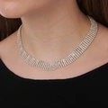 Silverfärgat halsband Red Carpet, sex rader strass – 35+8 cm