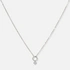 Silverfärgat halsband, cirkel med hängande kristall – 42+7 cm