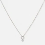 Silverfärgat halsband, cirkel med hängande kristall – 42+7 cm