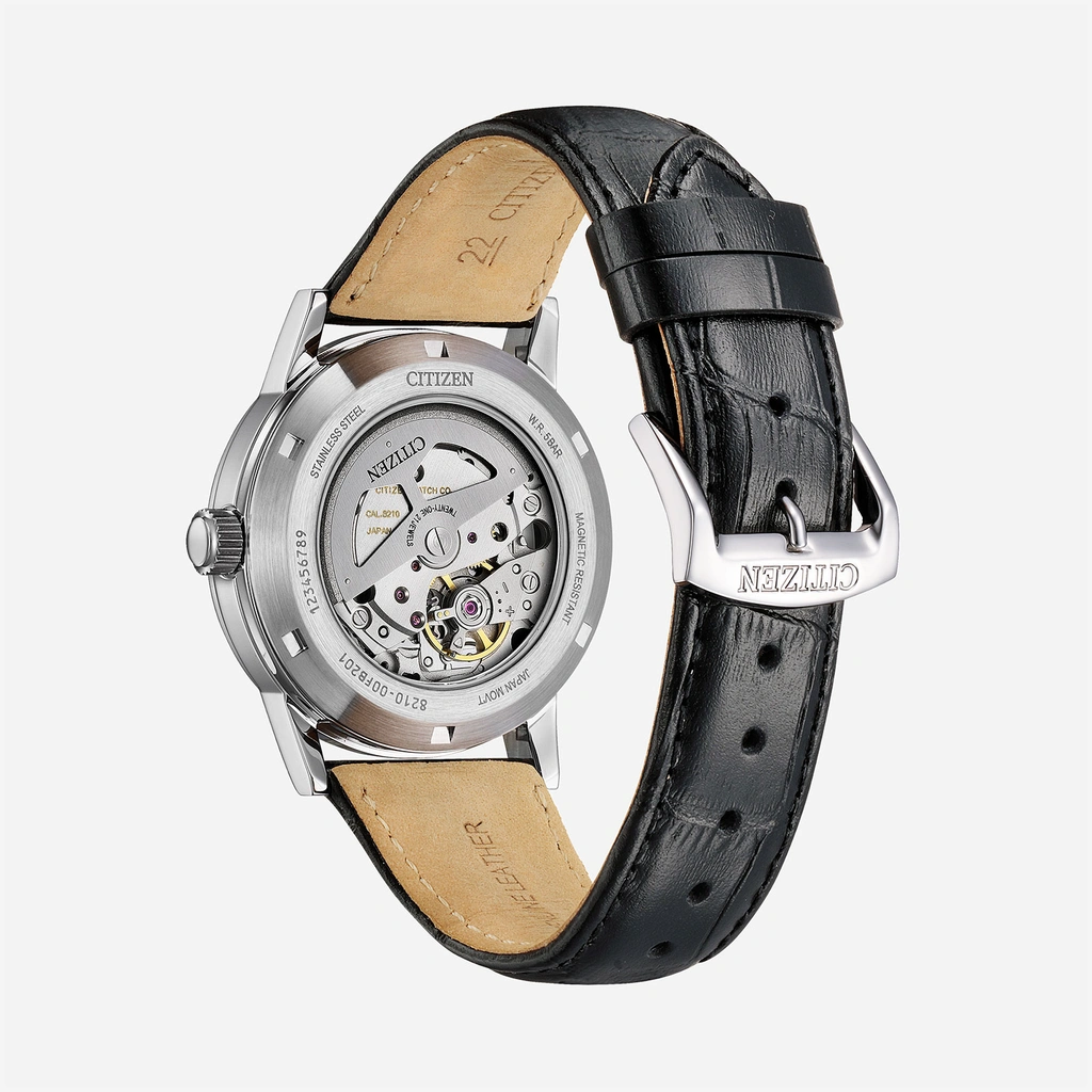 Citizen Automatic Svart/Svart, Läderband - NJ0210-05E