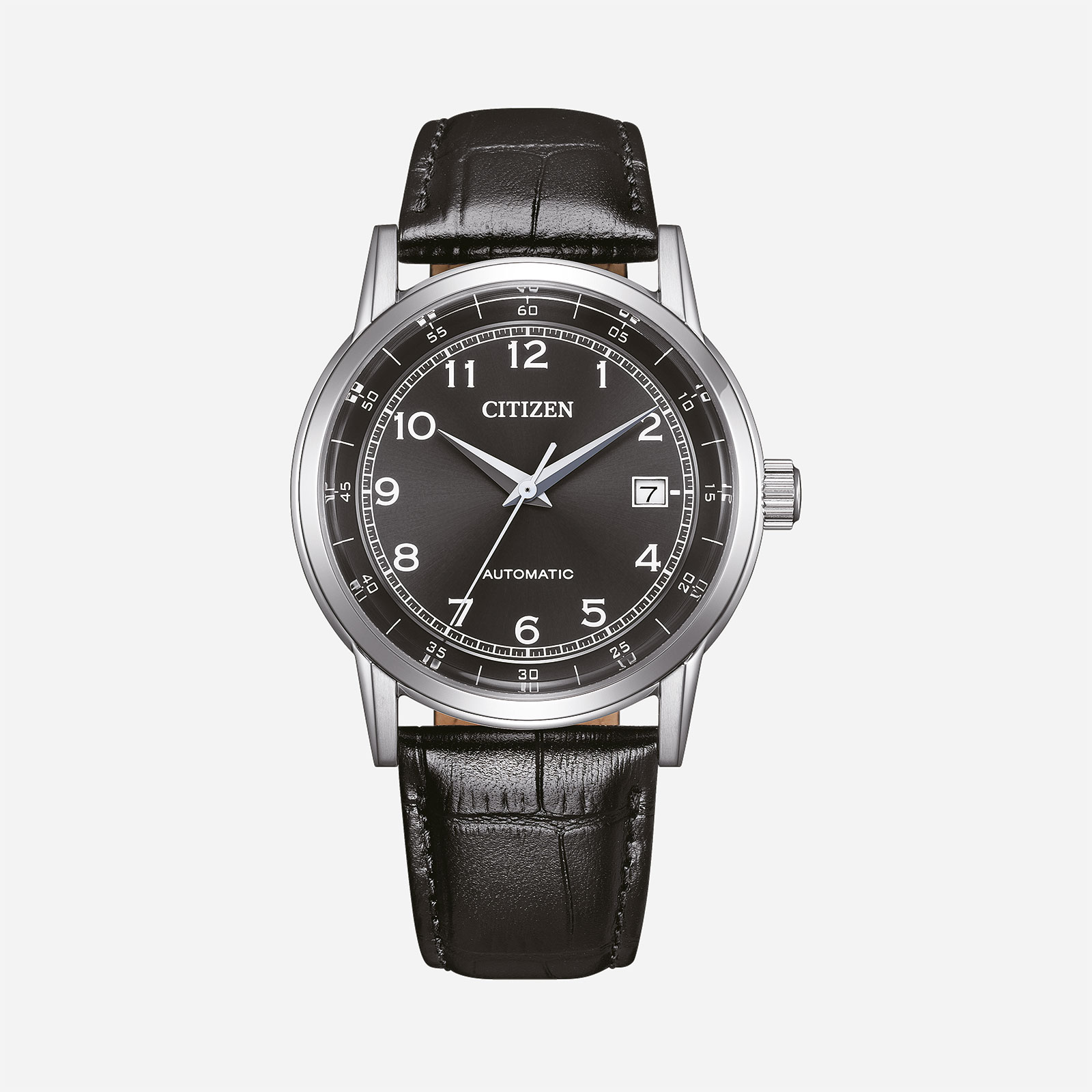 Citizen Automatic Svart/Svart, Läderband - NJ0210-05E