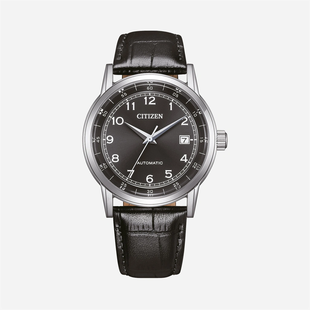 Citizen Automatic Svart/Svart, Läderband - NJ0210-05E