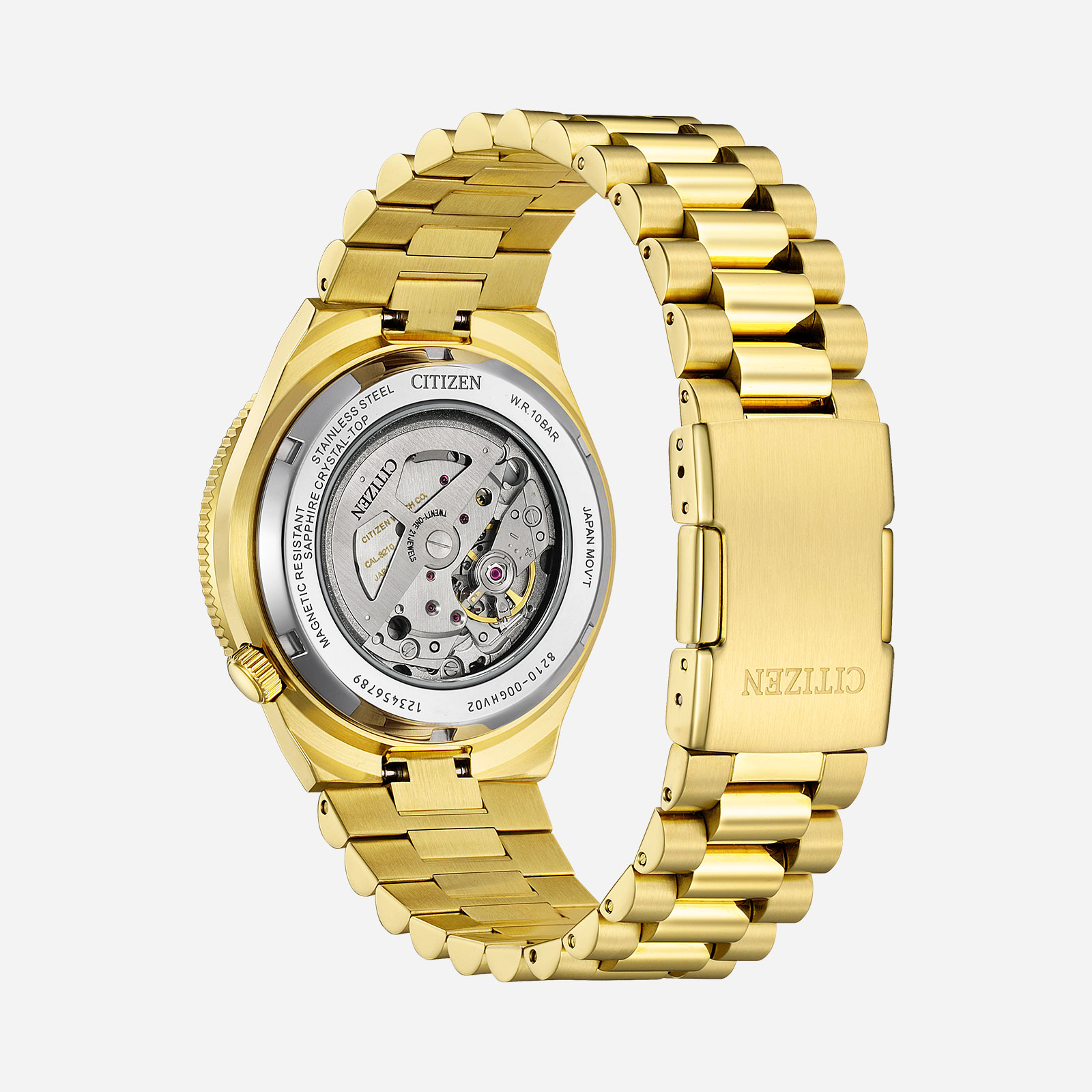 Citizen Automatic Grön/Guld, Stållänk - NJ0232-53X