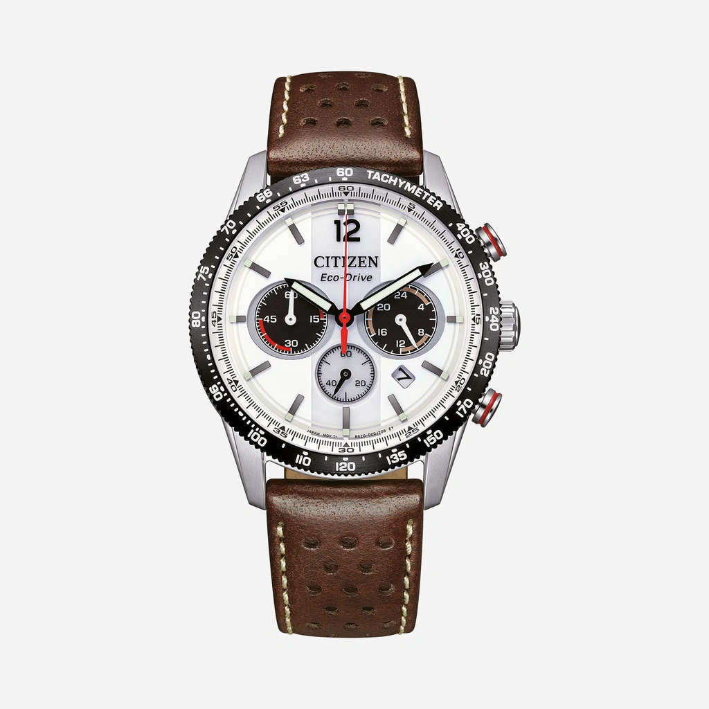 Citizen Eco-Drive Vit/Svart, Läderband - CA4714-04A