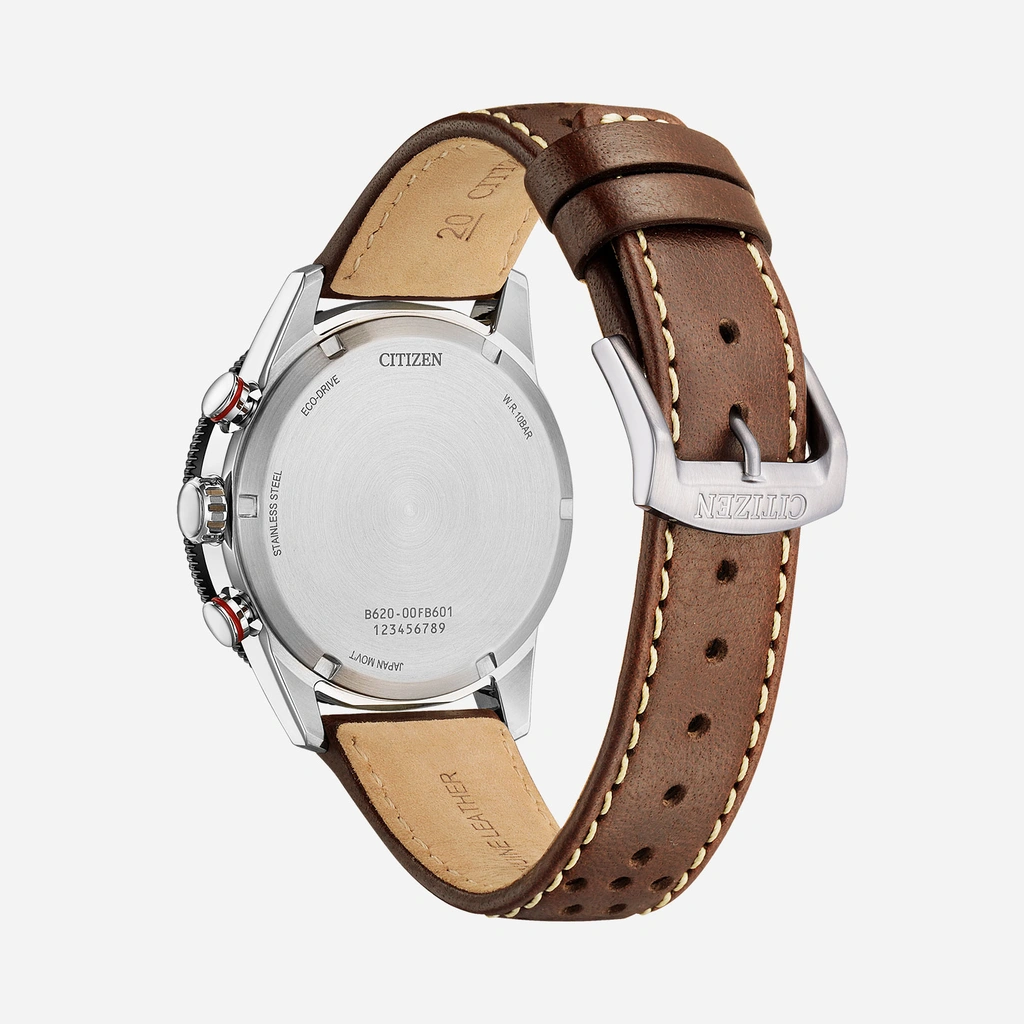 Citizen Eco-Drive Vit/Svart, Läderband - CA4714-04A
