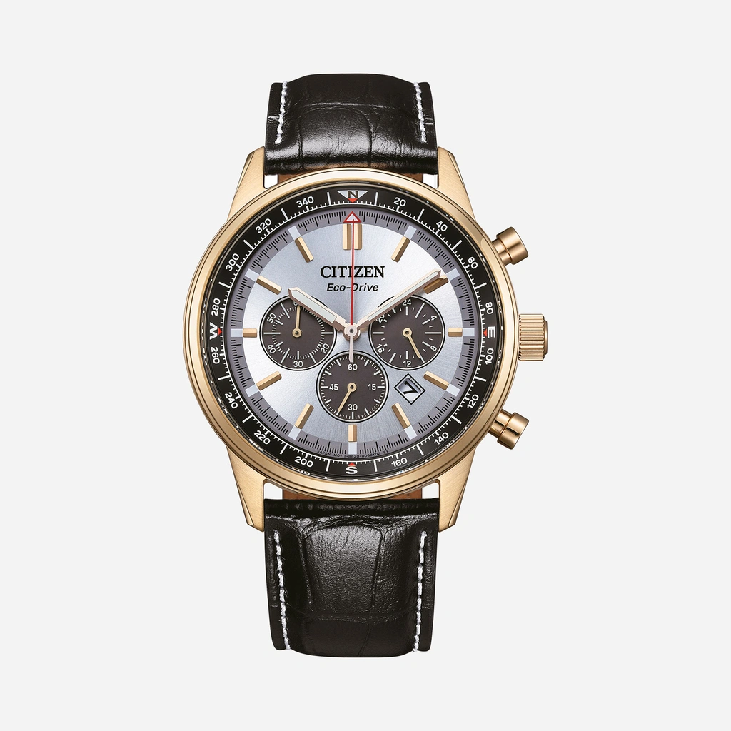 Citizen Eco-Drive Vit/Brun, Läderband - CA4723-03A