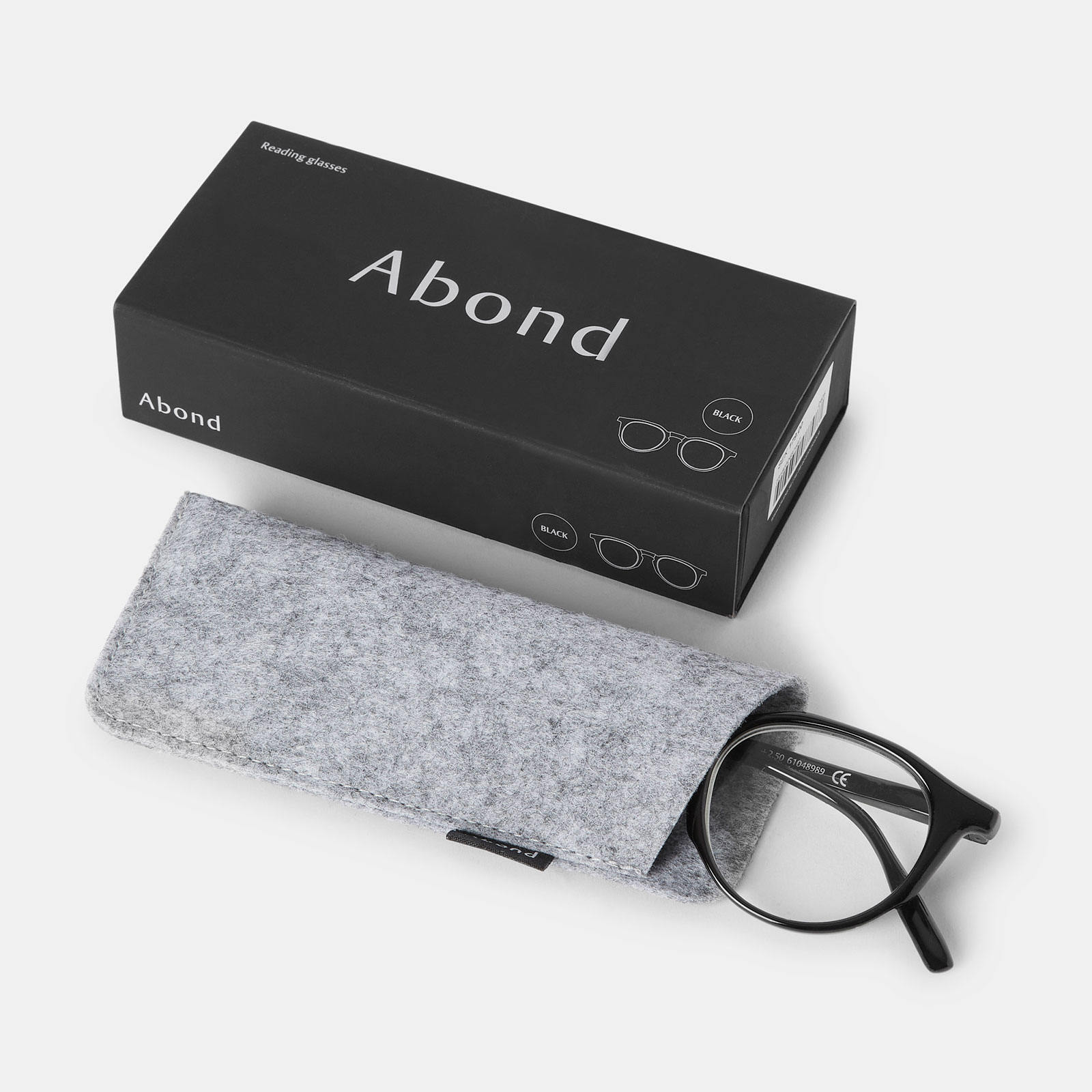 Svarta läsglasögon Round +2,0