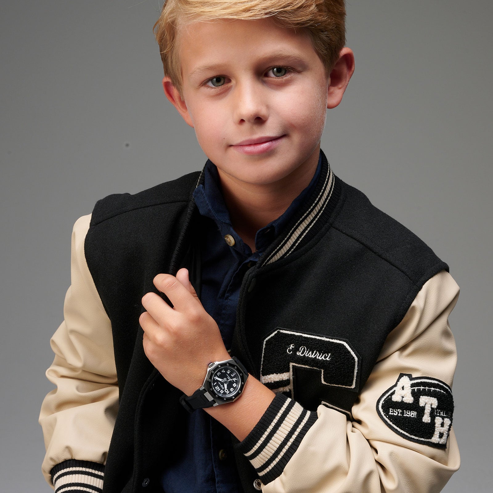 California barnklocka - gummiband, svart, 37 mm