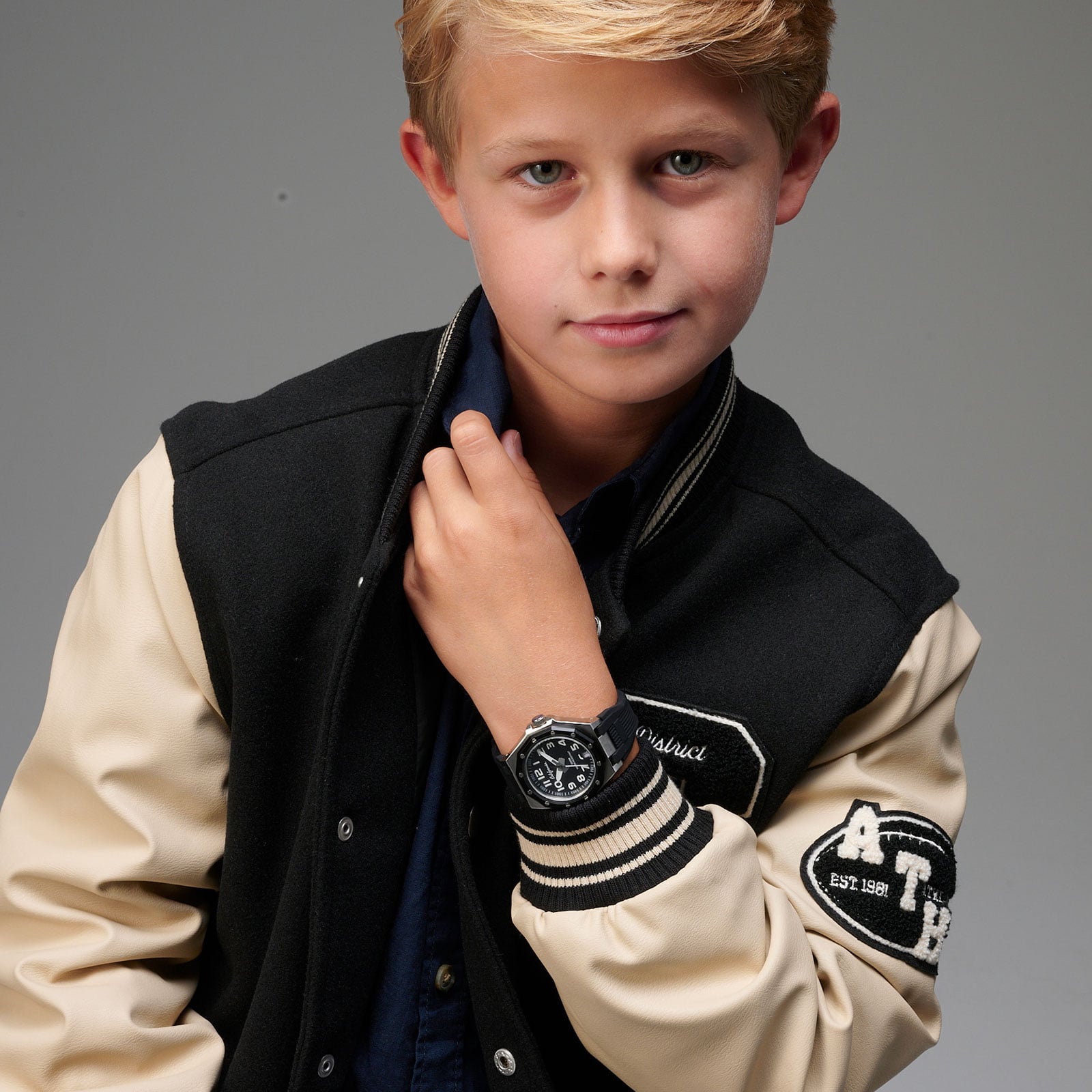 California barnklocka - gummiband, svart, 37 mm