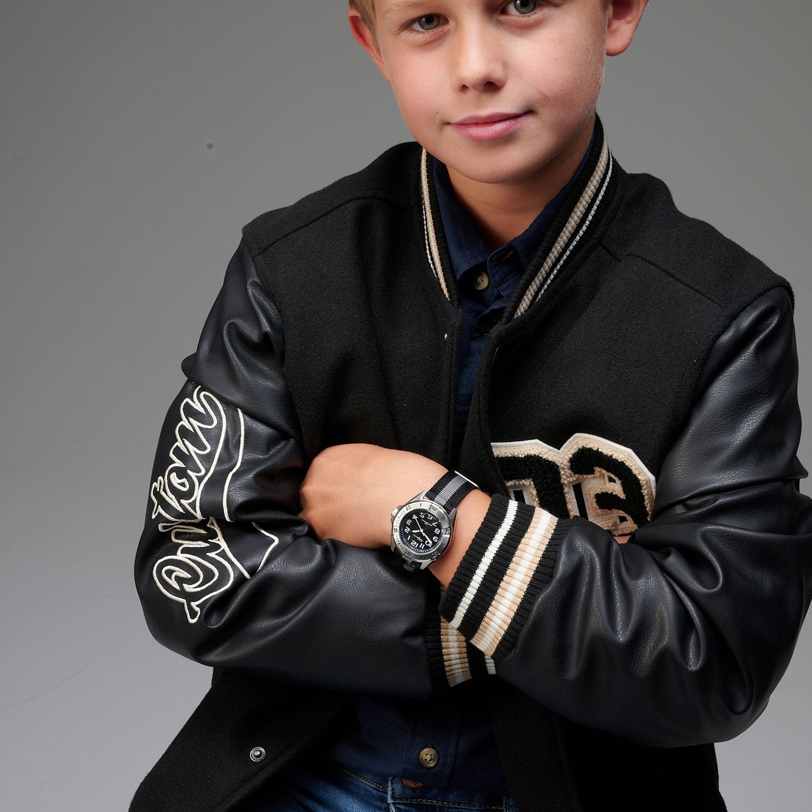 California barnklocka - nylonband, svart, 38 mm